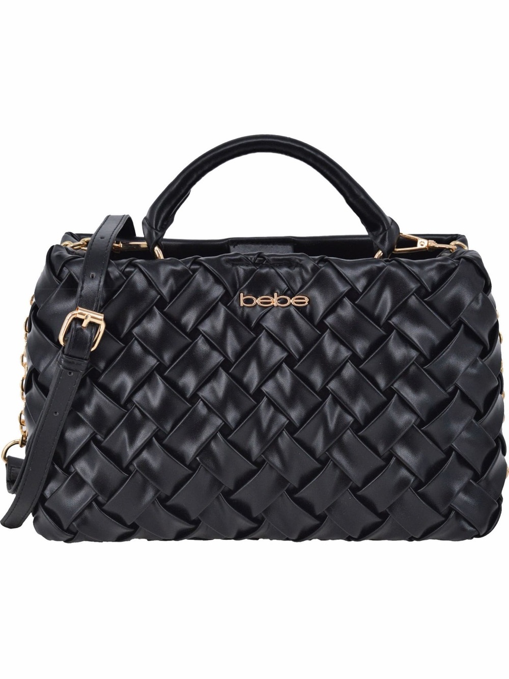 bebe Black Woven Luca Medium Satchel Bag MSRP $129 Brand New with Tags